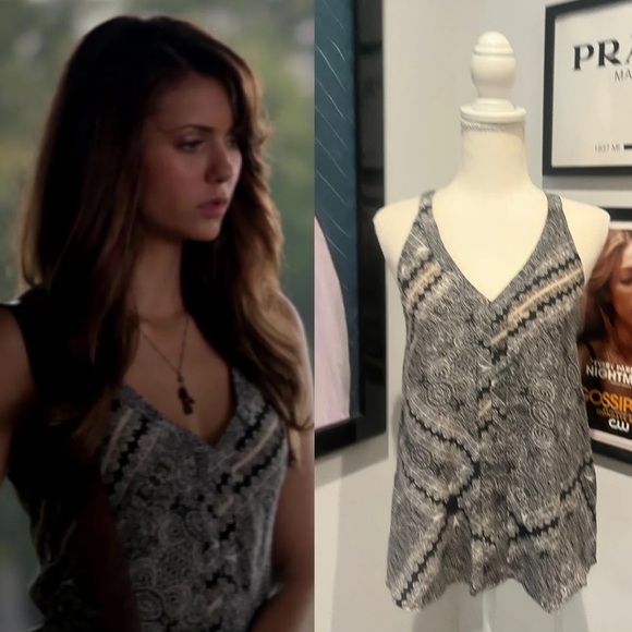Elena Gilbert’s Ella Moss Black Pattern Top, The Vampire Diaries (size X-small) - Picture 1 of 8